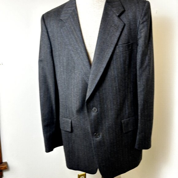 Christian Dior Sz 42R Men's Gray Striped Blazer Pure Virgin Wool Suit Jacket VTG - Picture 4 of 11